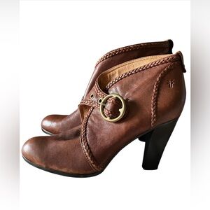 Frye Vicki Womens Dressy Leather Brown Buckle Boots